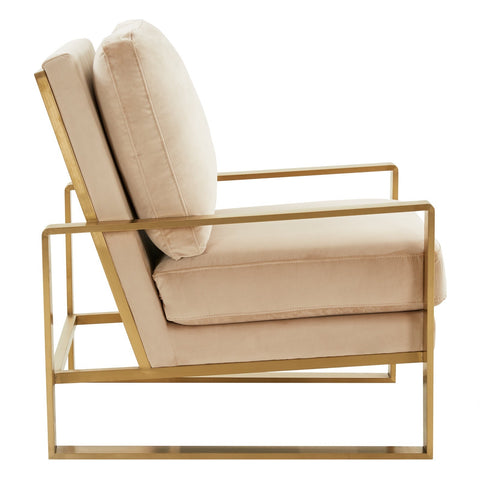 Jefferson Modern Accent Armchair with Upholstered and Gold/Silver Metal Frame