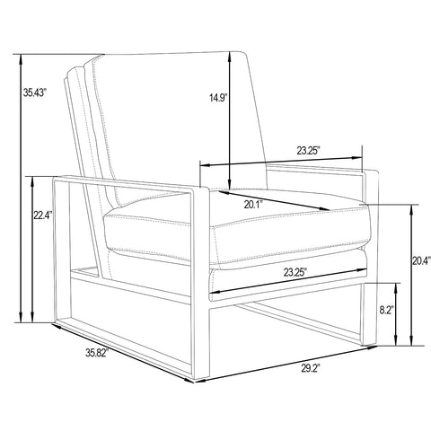 Jefferson Modern Accent Armchair with Upholstered and Gold/Silver Metal Frame