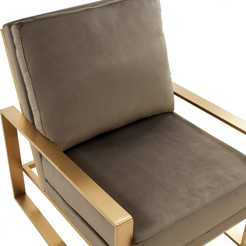 Jefferson Modern Accent Armchair with Upholstered and Gold/Silver Metal Frame