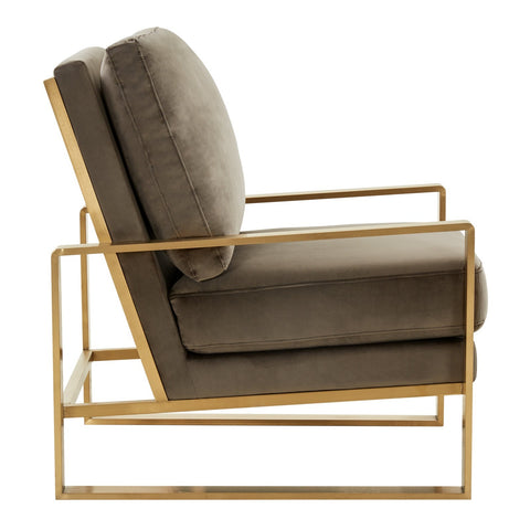 Jefferson Modern Accent Armchair with Upholstered and Gold/Silver Metal Frame