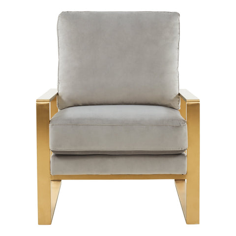 Jefferson Modern Accent Armchair with Upholstered and Gold/Silver Metal Frame