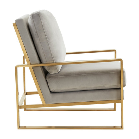 Jefferson Modern Accent Armchair with Upholstered and Gold/Silver Metal Frame