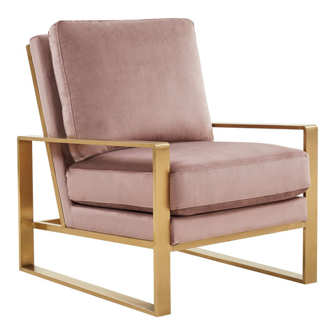 Jefferson Modern Accent Armchair with Upholstered and Gold/Silver Metal Frame