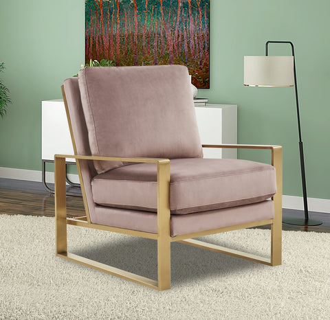 Jefferson Modern Accent Armchair with Upholstered and Gold/Silver Metal Frame