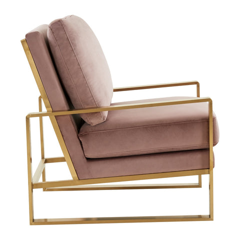 Jefferson Modern Accent Armchair with Upholstered and Gold/Silver Metal Frame