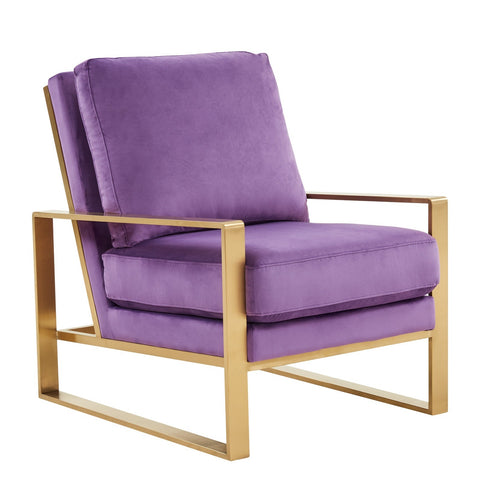 Jefferson Modern Accent Armchair with Upholstered and Gold/Silver Metal Frame