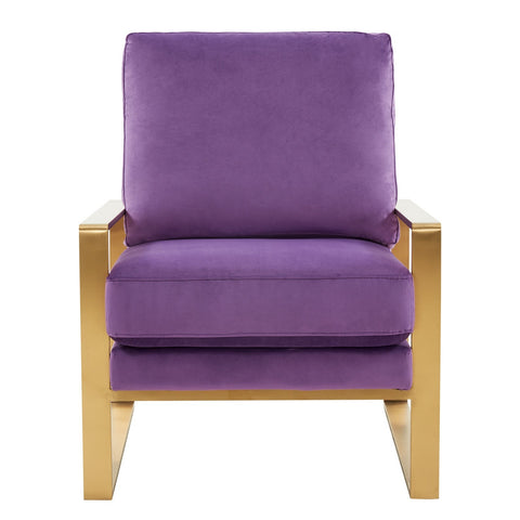 Jefferson Modern Accent Armchair with Upholstered and Gold/Silver Metal Frame