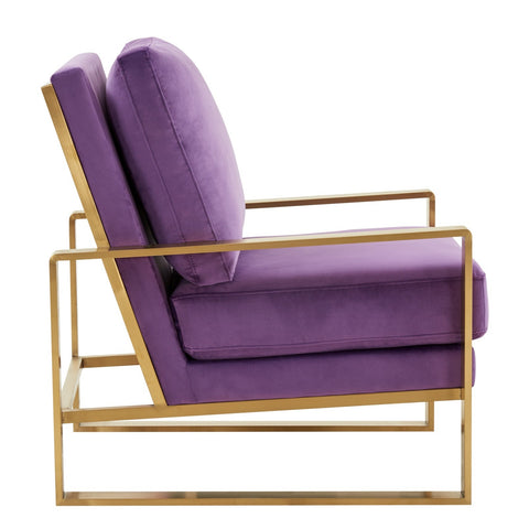 Jefferson Modern Accent Armchair with Upholstered and Gold/Silver Metal Frame