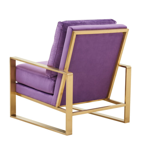 Jefferson Modern Accent Armchair with Upholstered and Gold/Silver Metal Frame