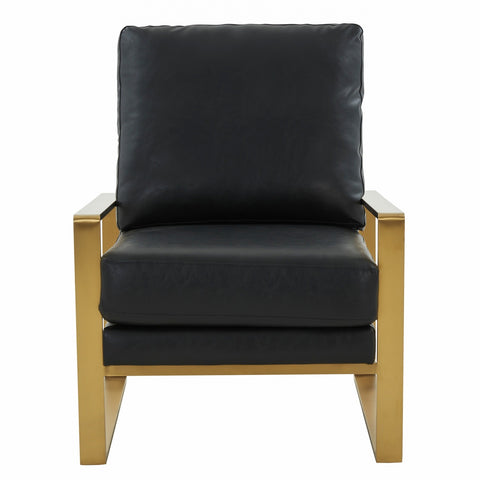 Jefferson Modern Accent Armchair with Upholstered and Gold/Silver Metal Frame