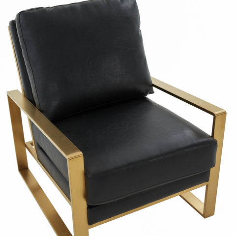 Jefferson Modern Accent Armchair with Upholstered and Gold/Silver Metal Frame