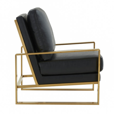 Jefferson Modern Accent Armchair with Upholstered and Gold/Silver Metal Frame