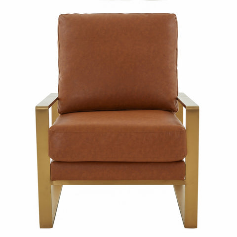 Jefferson Modern Accent Armchair with Upholstered and Gold/Silver Metal Frame