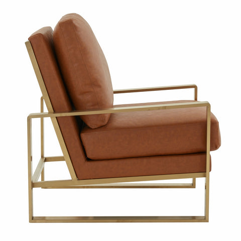 Jefferson Modern Accent Armchair with Upholstered and Gold/Silver Metal Frame