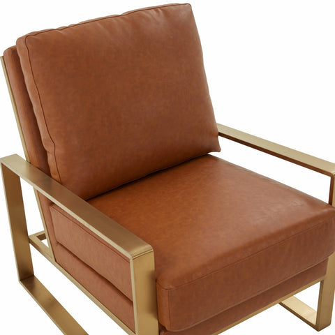 Jefferson Modern Accent Armchair with Upholstered and Gold/Silver Metal Frame