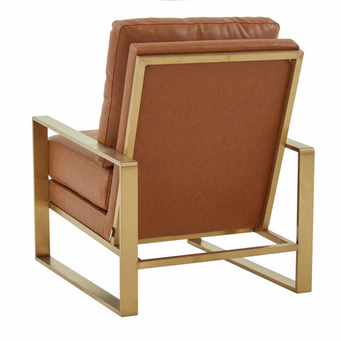 Jefferson Modern Accent Armchair with Upholstered and Gold/Silver Metal Frame