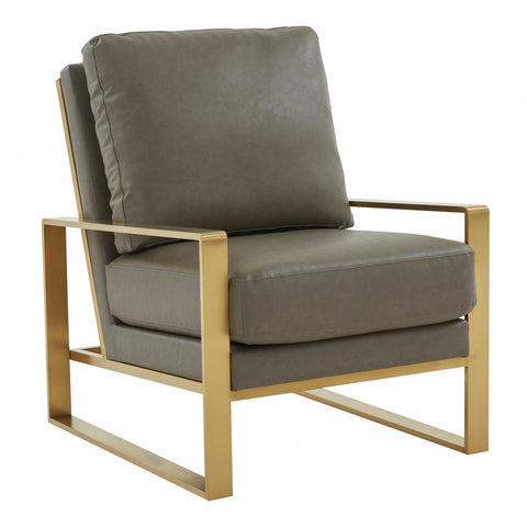 Jefferson Modern Accent Armchair with Upholstered and Gold/Silver Metal Frame