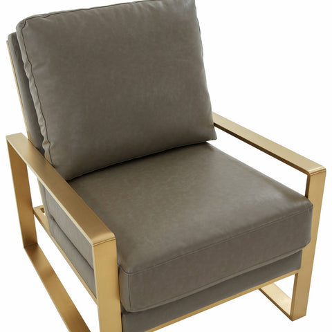 Jefferson Modern Accent Armchair with Upholstered and Gold/Silver Metal Frame