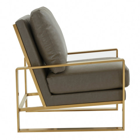 Jefferson Modern Accent Armchair with Upholstered and Gold/Silver Metal Frame