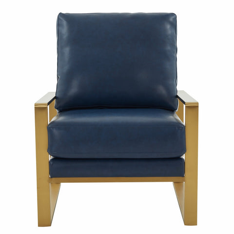 Jefferson Modern Accent Armchair with Upholstered and Gold/Silver Metal Frame