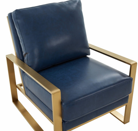 Jefferson Modern Accent Armchair with Upholstered and Gold/Silver Metal Frame