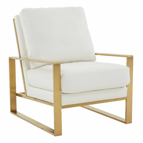 Jefferson Modern Accent Armchair with Upholstered and Gold/Silver Metal Frame