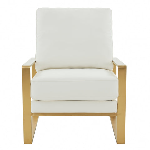 Jefferson Modern Accent Armchair with Upholstered and Gold/Silver Metal Frame