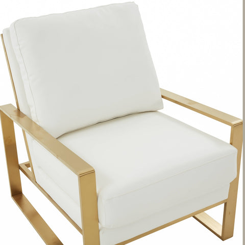 Jefferson Modern Accent Armchair with Upholstered and Gold/Silver Metal Frame