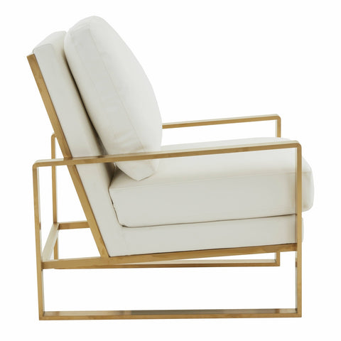 Jefferson Modern Accent Armchair with Upholstered and Gold/Silver Metal Frame