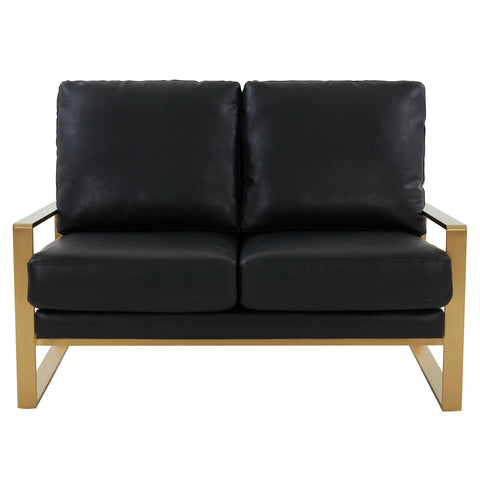 Jefferson Contemporary Velvet/Leather Loveseat with Stainless Steel Frame