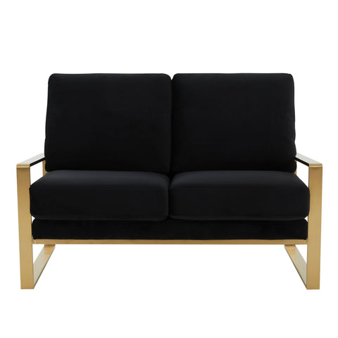 Jefferson Contemporary Velvet/Leather Loveseat with Stainless Steel Frame