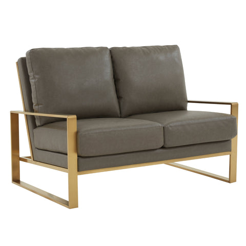 Jefferson Contemporary Velvet/Leather Loveseat with Stainless Steel Frame