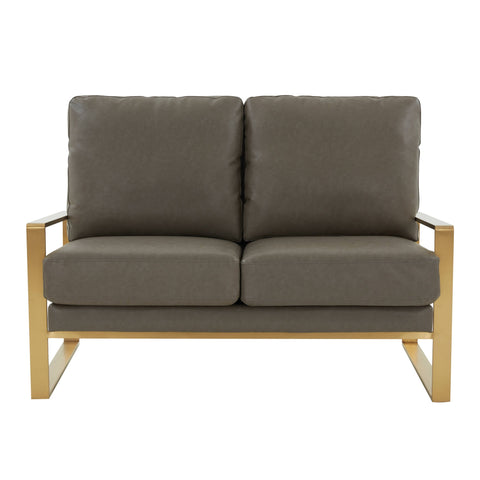 Jefferson Contemporary Velvet/Leather Loveseat with Stainless Steel Frame