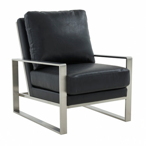 Jefferson Modern Accent Armchair with Upholstered and Gold/Silver Metal Frame