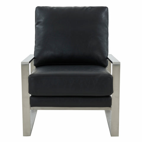 Jefferson Modern Accent Armchair with Upholstered and Gold/Silver Metal Frame