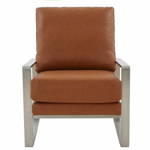 Jefferson Modern Accent Armchair with Upholstered and Gold/Silver Metal Frame