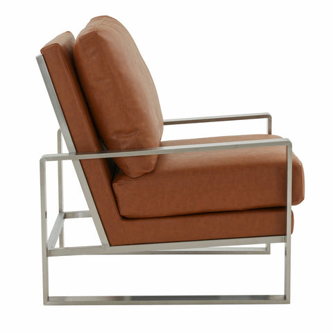 Jefferson Modern Accent Armchair with Upholstered and Gold/Silver Metal Frame