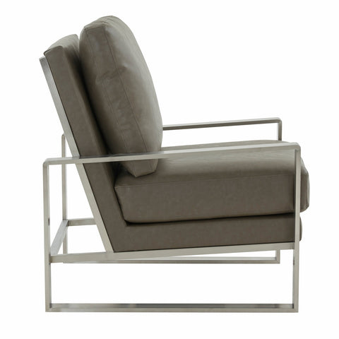 Jefferson Modern Accent Armchair with Upholstered and Gold/Silver Metal Frame