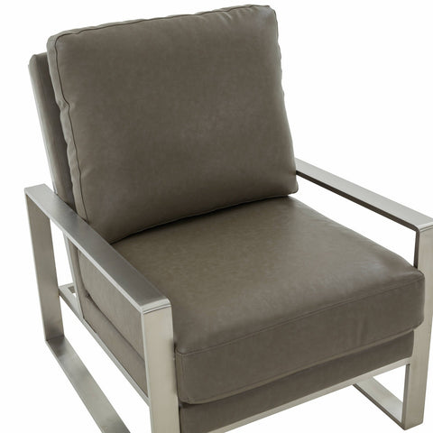 Jefferson Modern Accent Armchair with Upholstered and Gold/Silver Metal Frame