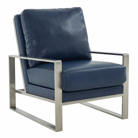 Jefferson Modern Accent Armchair with Upholstered and Gold/Silver Metal Frame