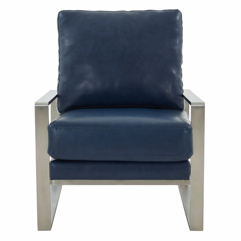 Jefferson Modern Accent Armchair with Upholstered and Gold/Silver Metal Frame