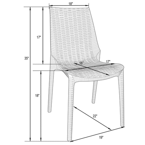 Kent Mid-Century 7-Piece Outdoor Dining Set: 4 Side Chairs & 2 Armchairs