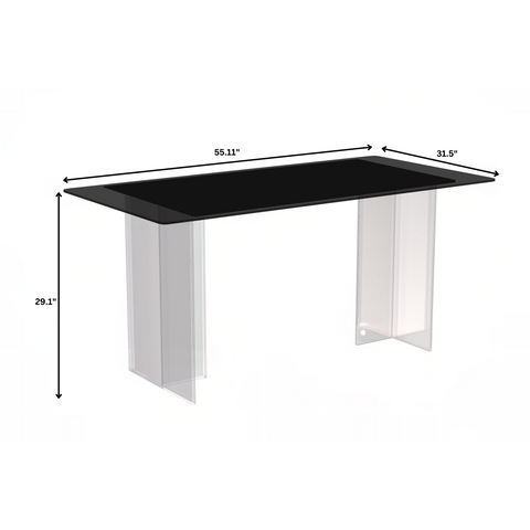 Kova Rectangular Dining Table with Sintered Stone/Glass Top and Acrylic Base Legs