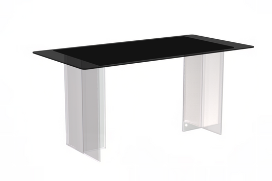 Kova Rectangular Dining Table with Sintered Stone or Glass Top and Acrylic Base Legs