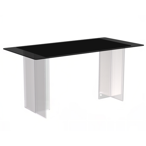 Kova Rectangular Dining Table with Sintered Stone/Glass Top and Acrylic Base Legs