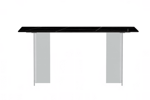 Kova Series Modern Rectangular Dining Table with Sintered Stone or Glass Top and Acrylic Base Legs