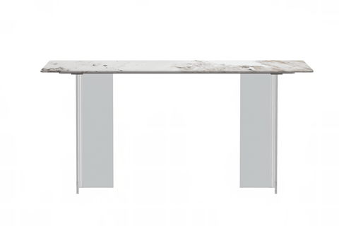 Kova Series Modern Rectangular Dining Table with Sintered Stone or Glass Top and Acrylic Base Legs