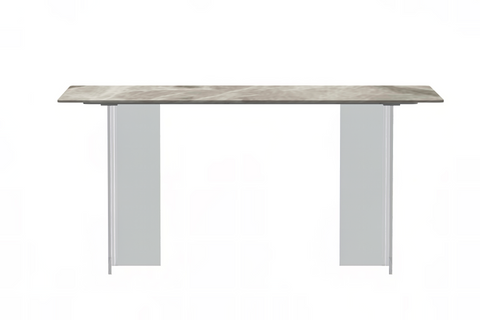 Kova Rectangular Dining Table with Sintered Stone or Glass Top and Acrylic Base Legs