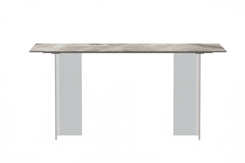 Kova Series Modern Rectangular Dining Table with Sintered Stone or Glass Top and Acrylic Base Legs