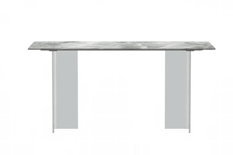 Kova Series Modern Rectangular Dining Table with Sintered Stone or Glass Top and Acrylic Base Legs